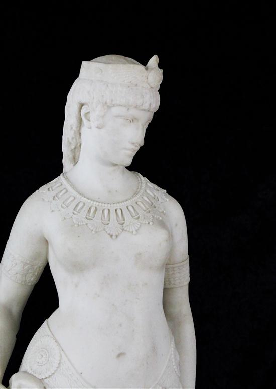 A carved marble statue of Cleopatre, 44ins